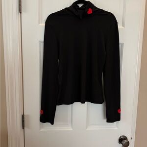 SHEIN Black Top with Red Heart Details